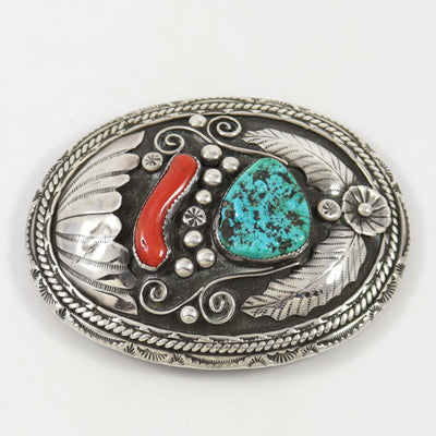 1980s Turquoise and Coral Buckle