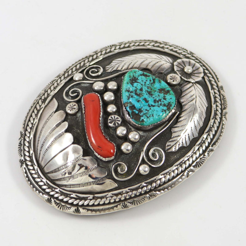 1980s Turquoise and Coral Buckle