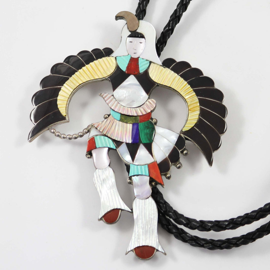 1970s Eagle Dancer Bola Tie by Jonathan Beyuka - Garland's