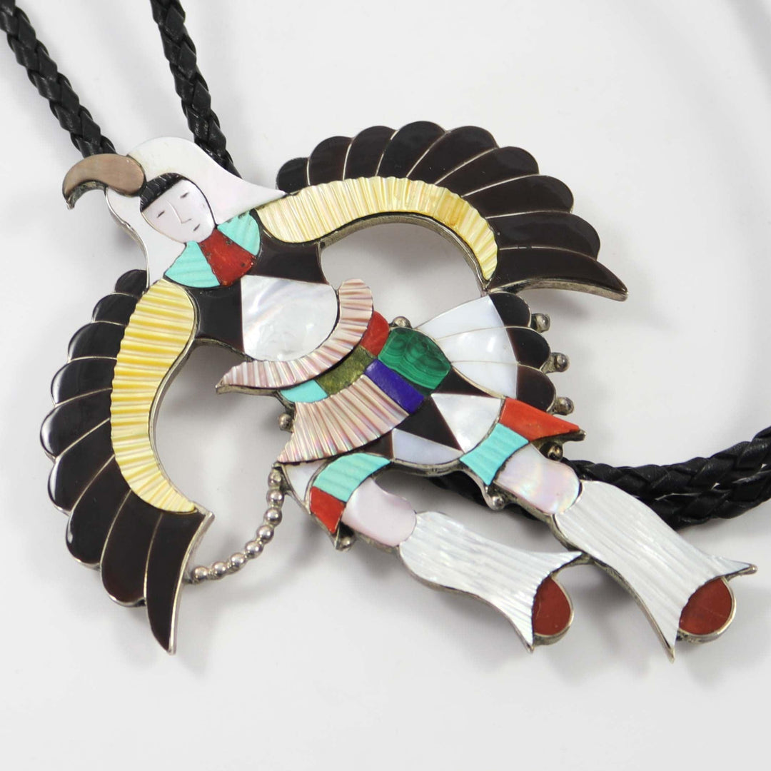 1970s Eagle Dancer Bola Tie by Jonathan Beyuka - Garland's