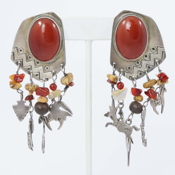 Carnelian Charm Clip Earrings No