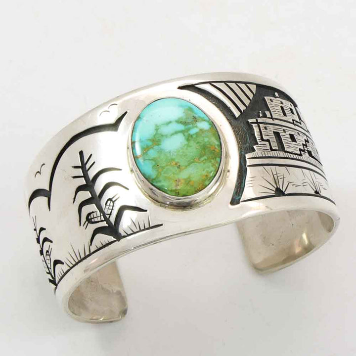 Turquoise Village Scene Cuff