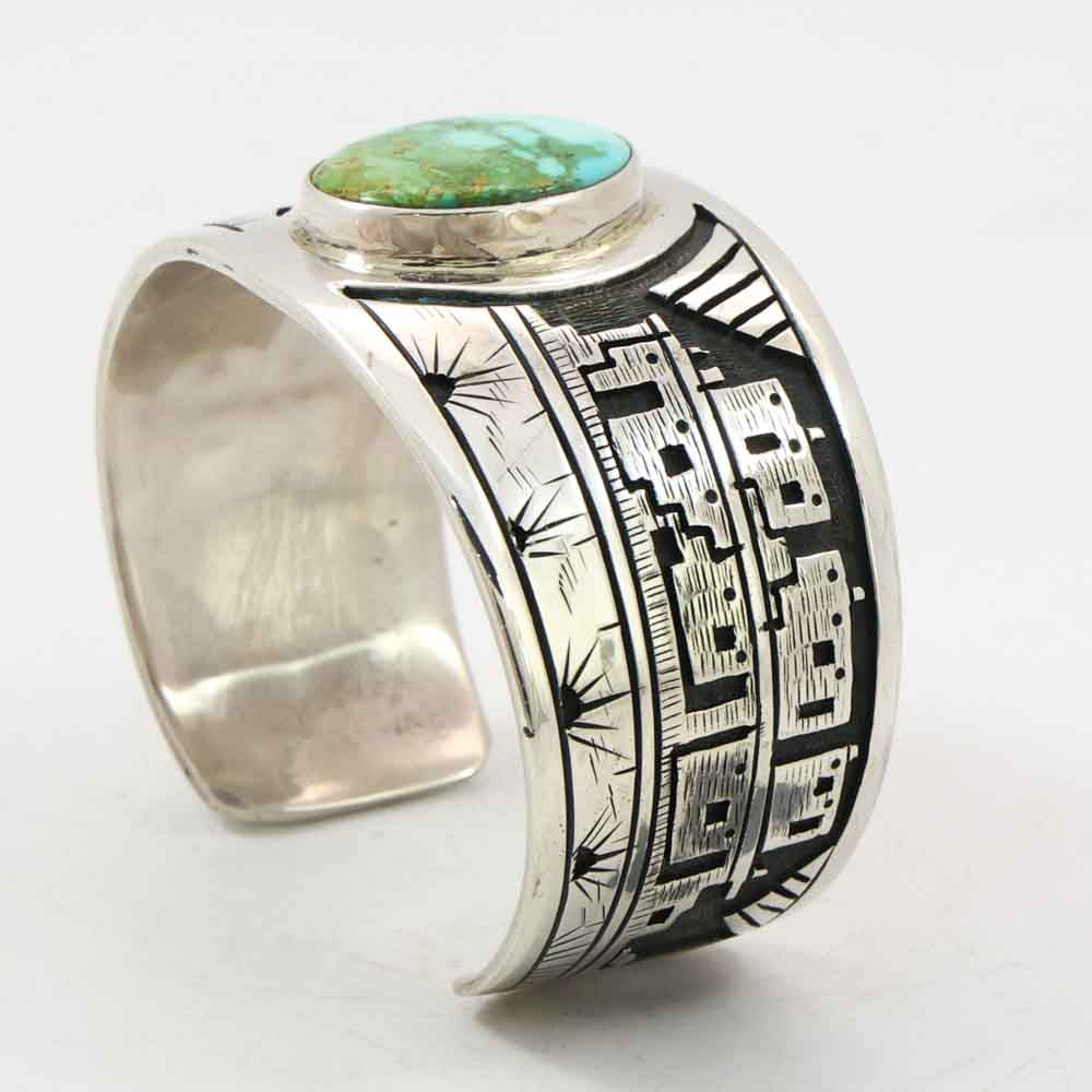 Turquoise Village Scene Cuff