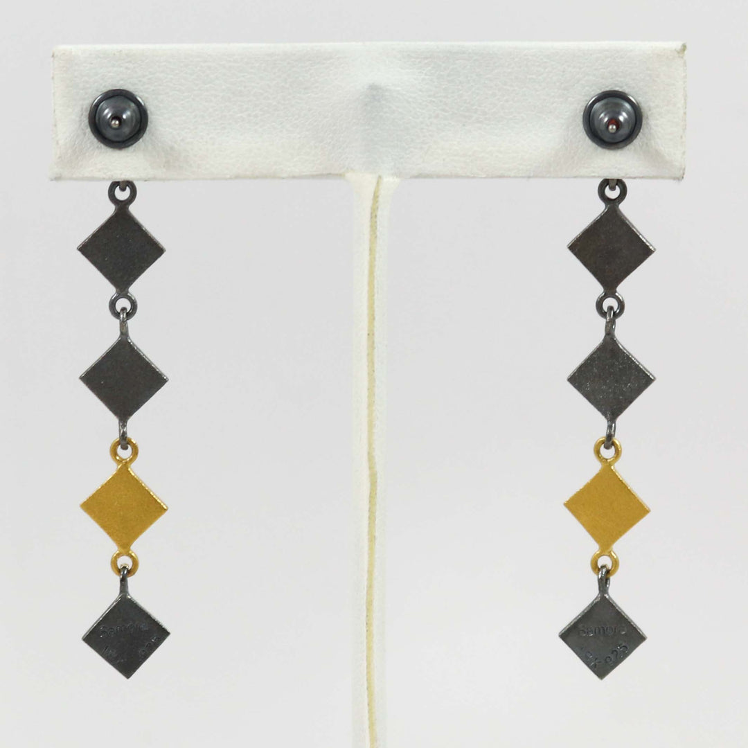 Gold and Silver Pyramid Earrings