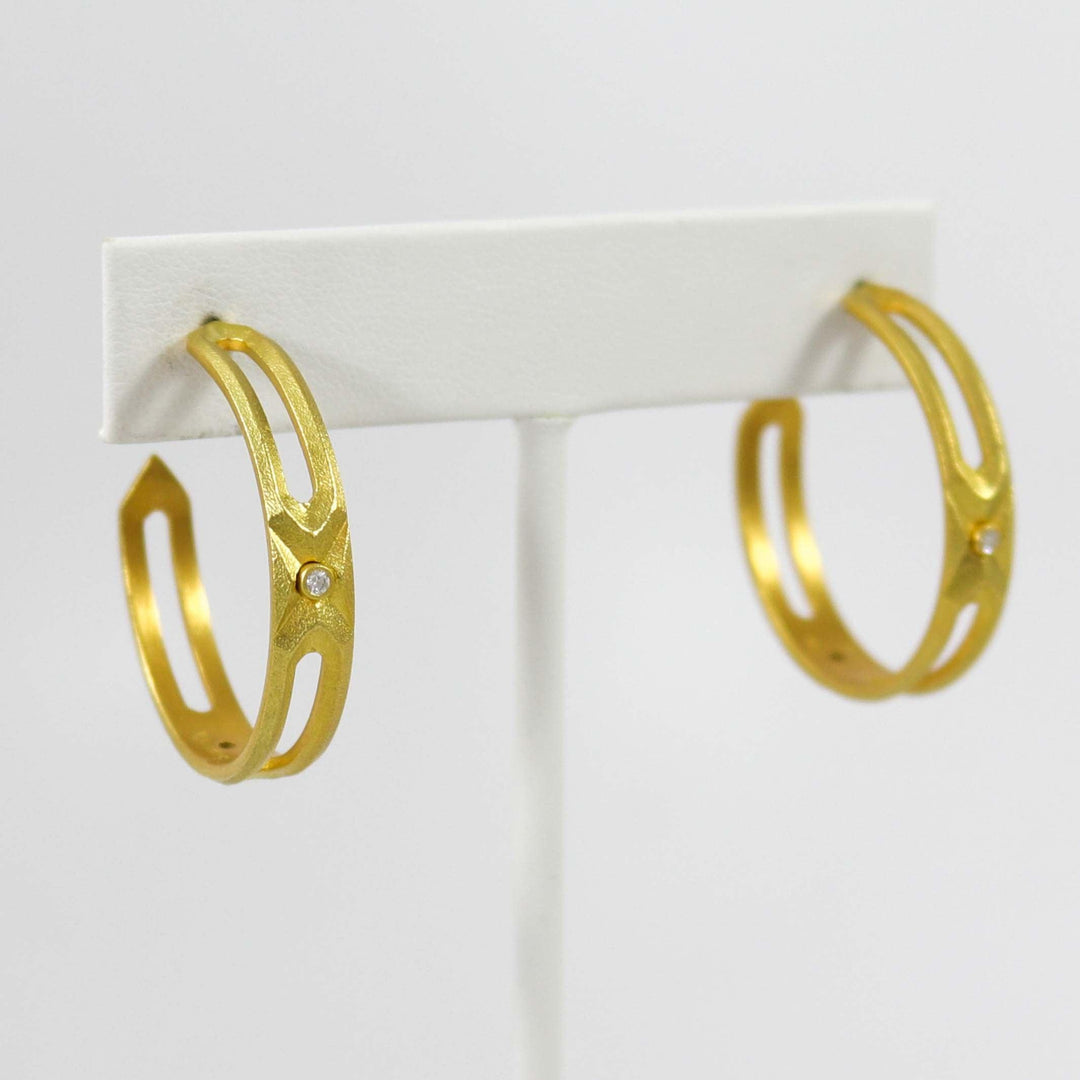 Gold Hexagon Hoop Earrings