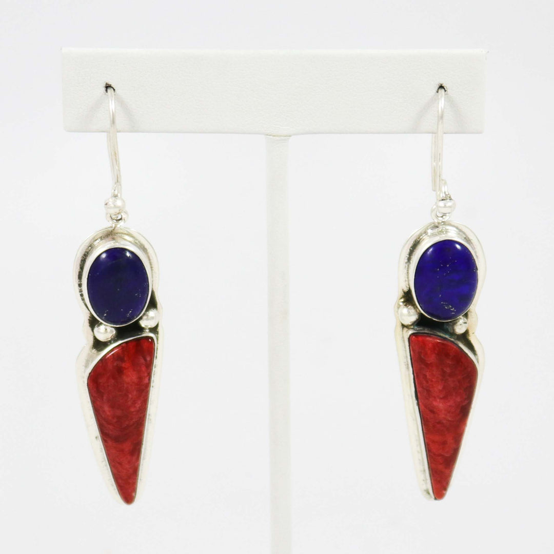 Lapis and Spiny Oyster Earrings