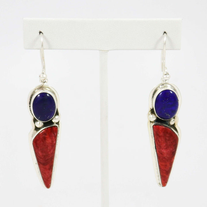 Lapis and Spiny Oyster Earrings by Noah Pfeffer - Garland's