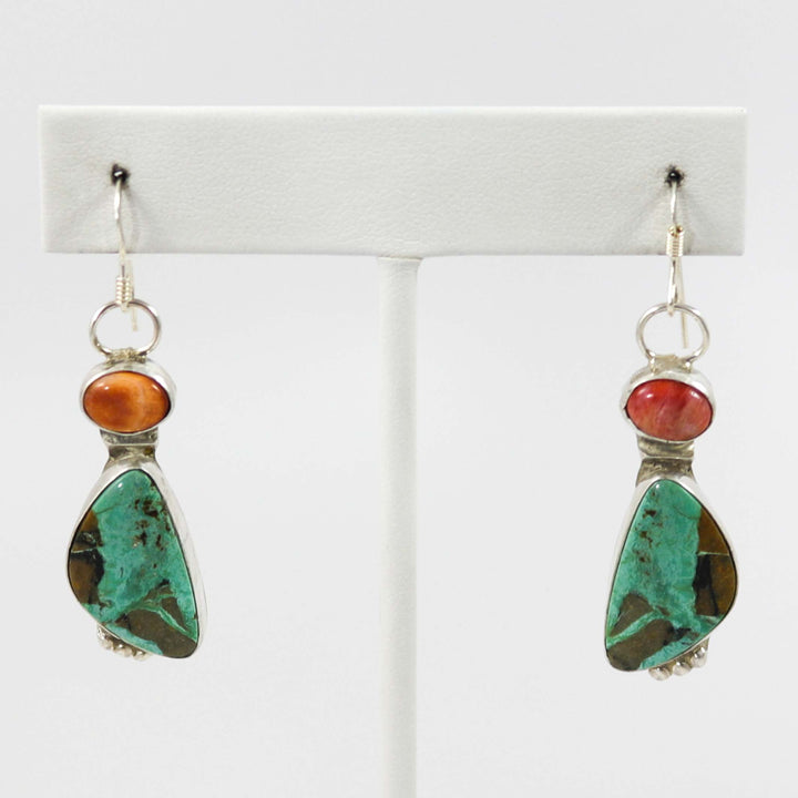 Spiny Oyster and Turquoise Earrings