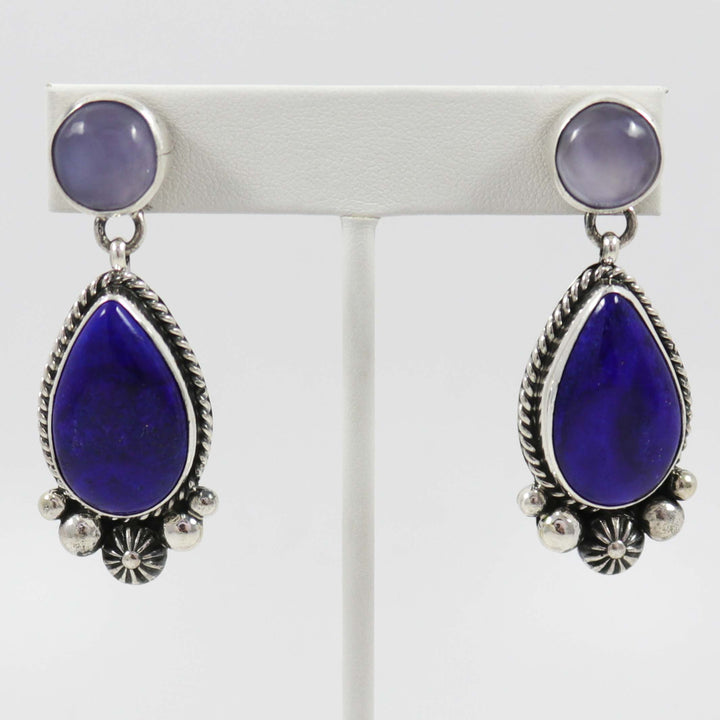 Lapis and Chalcedony Earrings