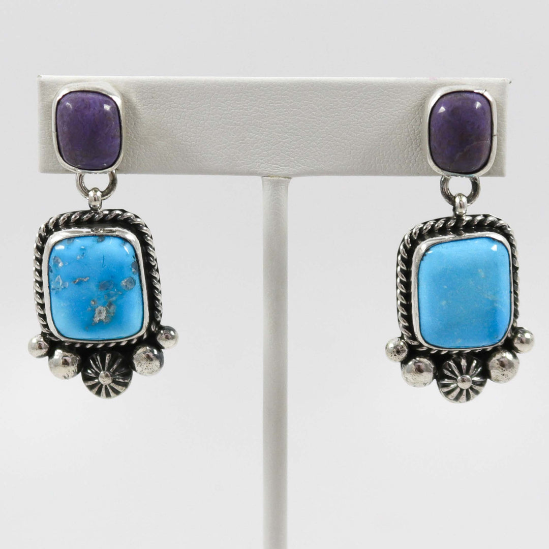 Turquoise and Sugilite Earrings