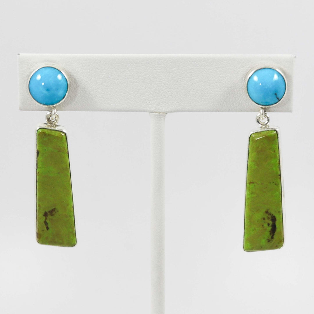 Turquoise and Gaspeite Earrings by Noah Pfeffer - Garland's