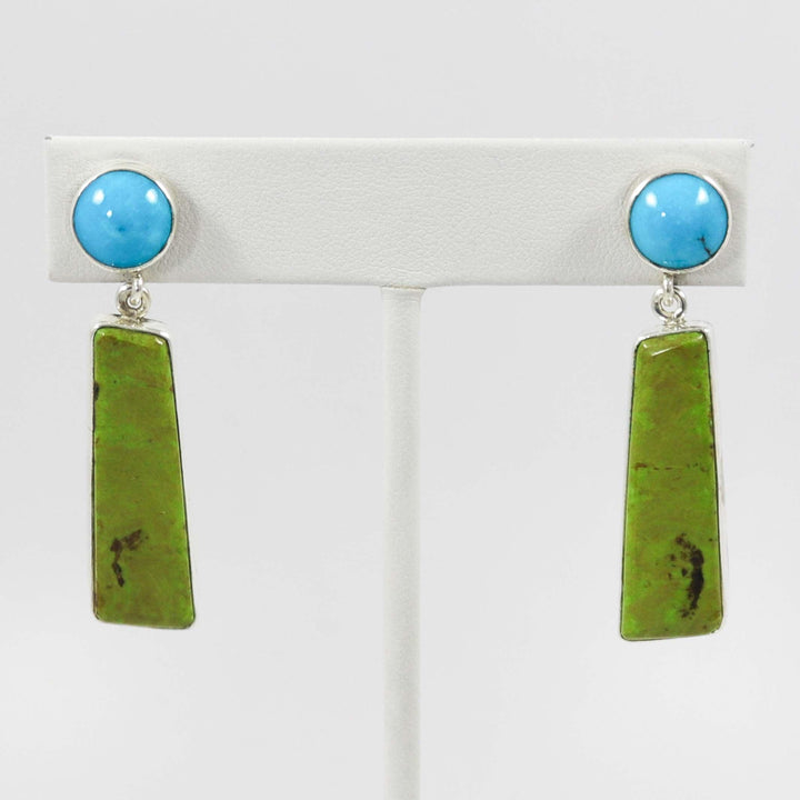 Turquoise and Gaspeite Earrings by Noah Pfeffer - Garland's