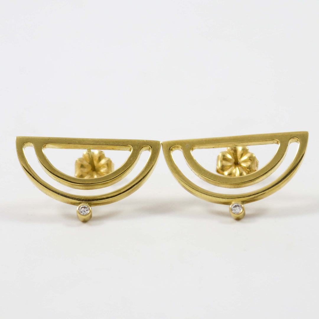 Gold Strata Half Moon Earrings