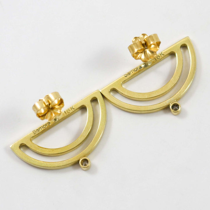 Gold Strata Half Moon Earrings