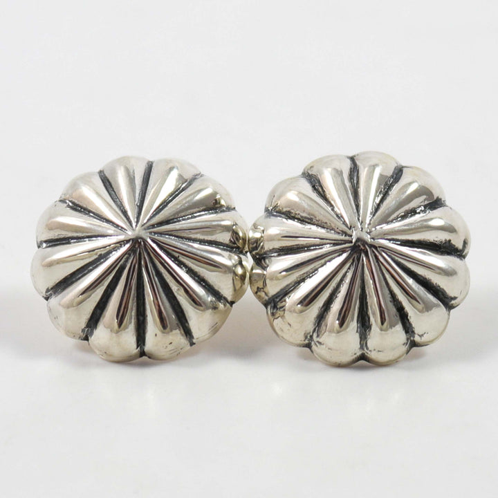 Silver Button Earrings