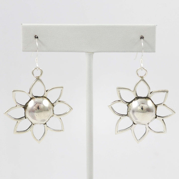 Silver Flower Earrings by Kee Yazzie - Garland's