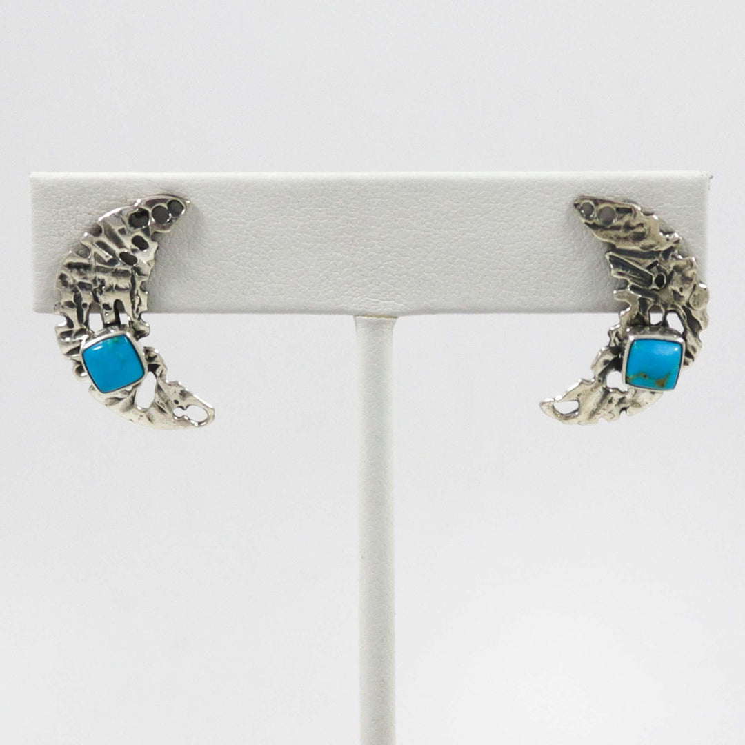 Turquoise Moon Earrings by Noah Pfeffer - Garland's