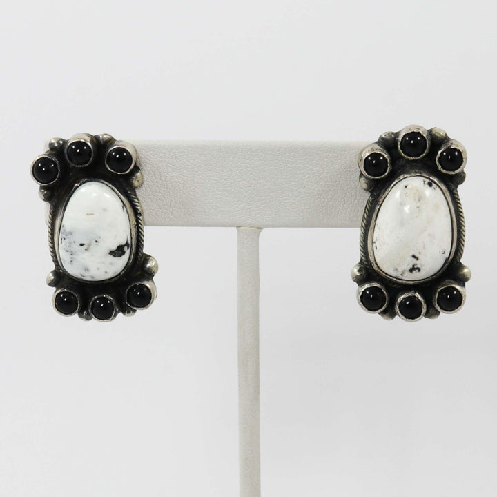 White Buffalo and Onyx Earrings