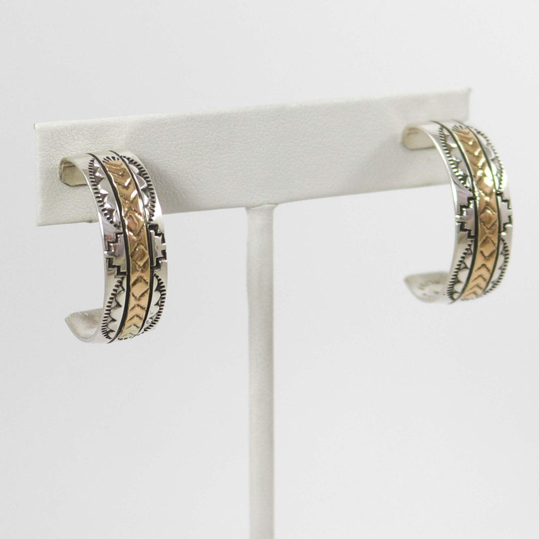 Gold on Silver Hoop Earrings