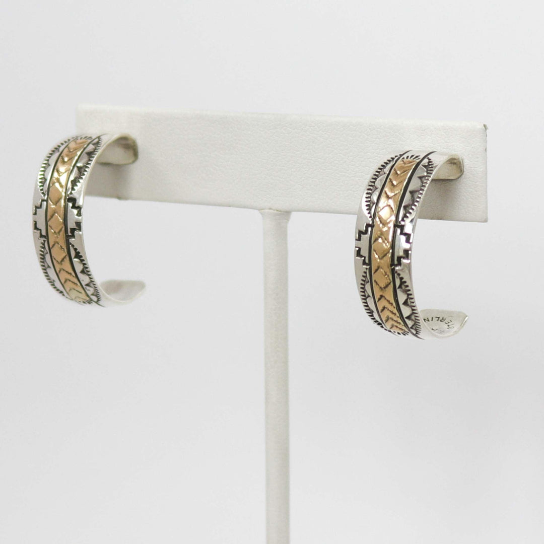 Gold on Silver Hoop Earrings