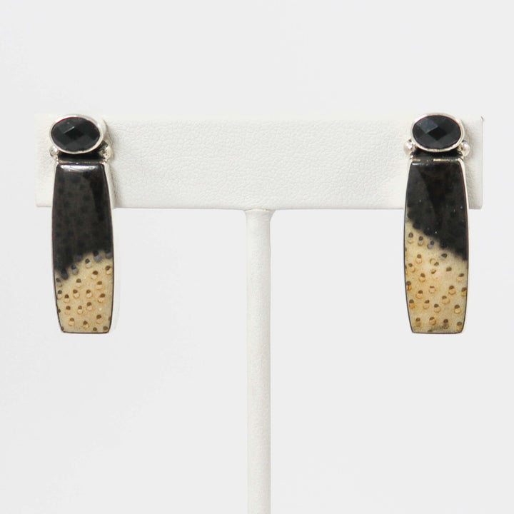 Topaz and Petrified Palm Earrings