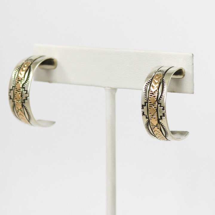 Gold on Silver Hoop Earrings
