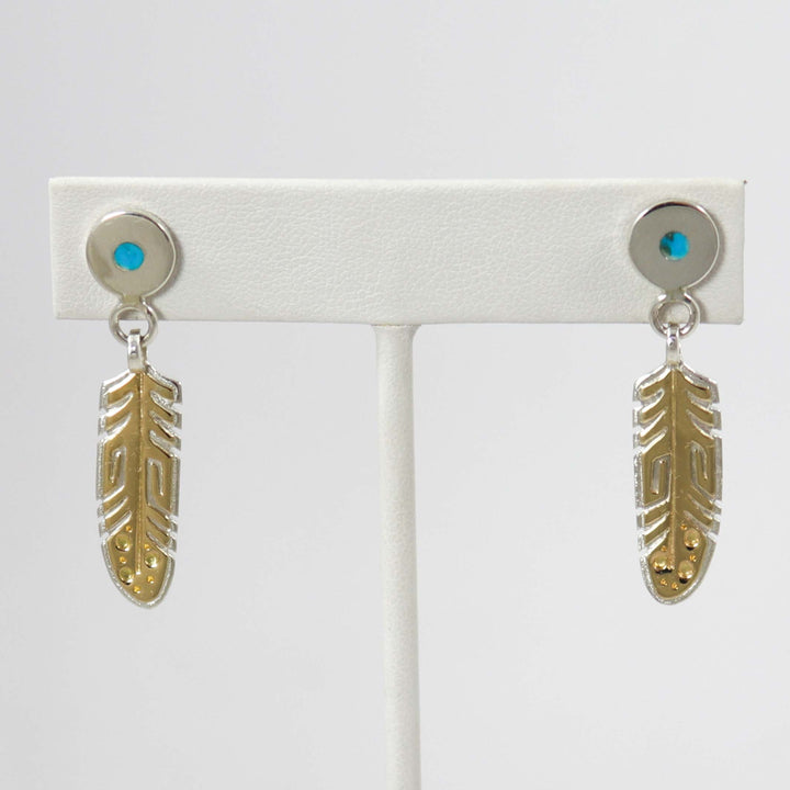 Gold on Silver Feather Earrings