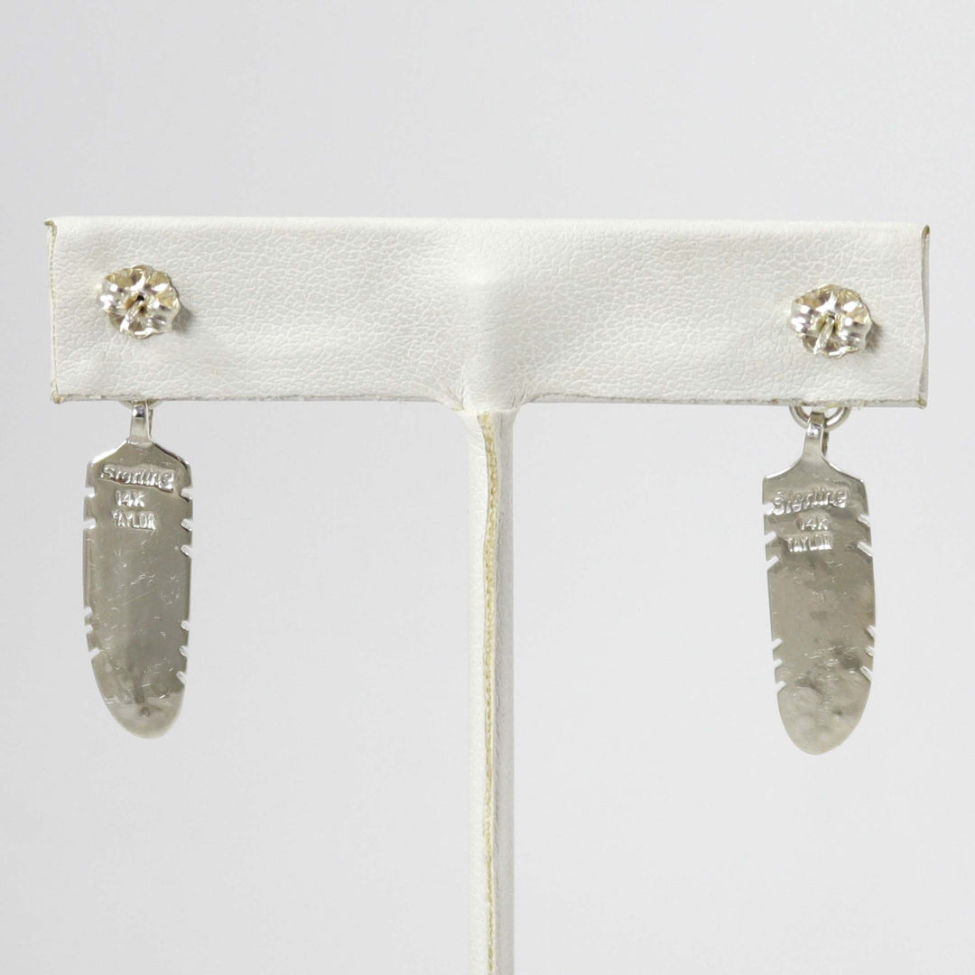 Gold on Silver Feather Earrings