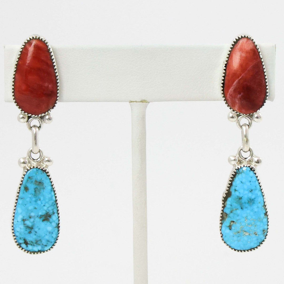 Turquoise and Spiny Oyster Earrings