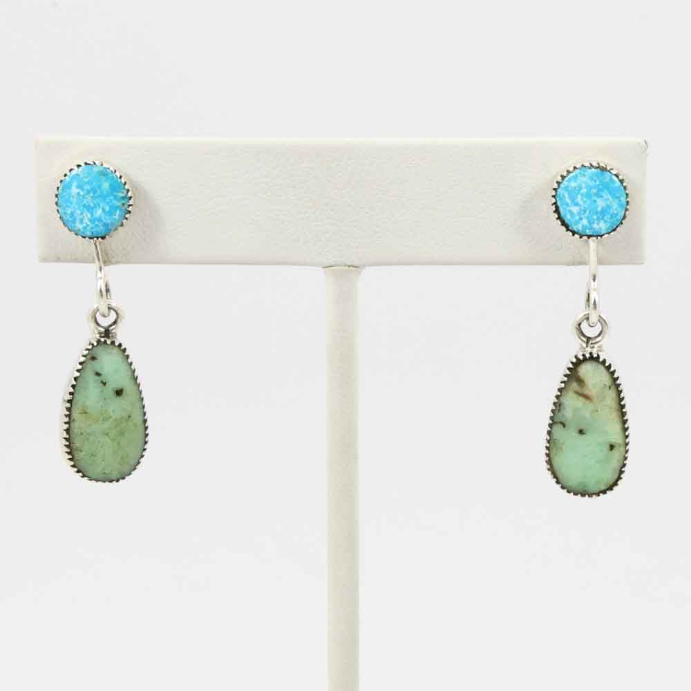Turquoise and Serpentine Earrings