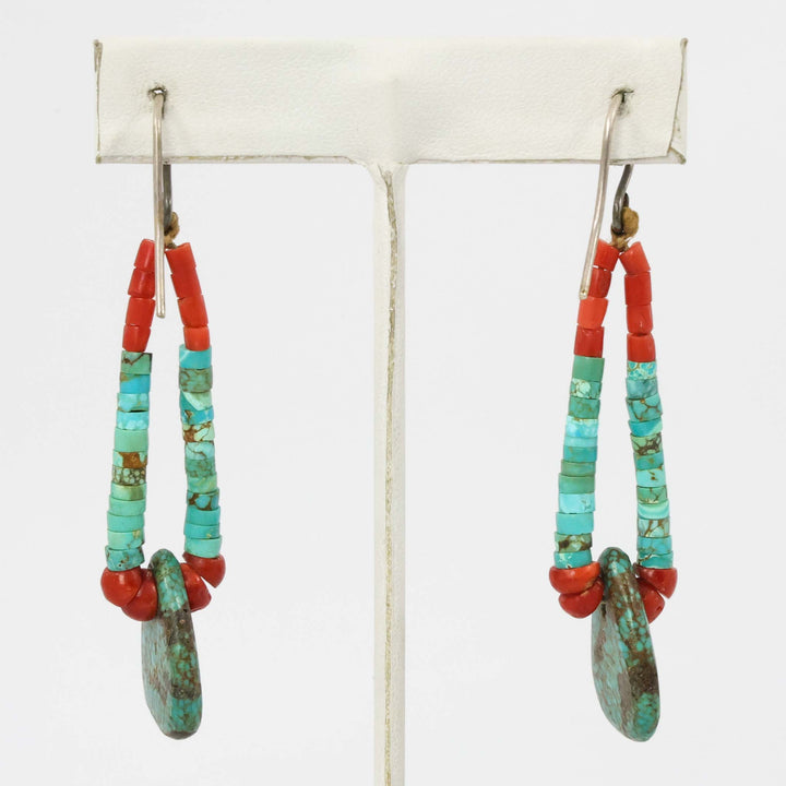 Turquoise and Coral Jacla Earrings