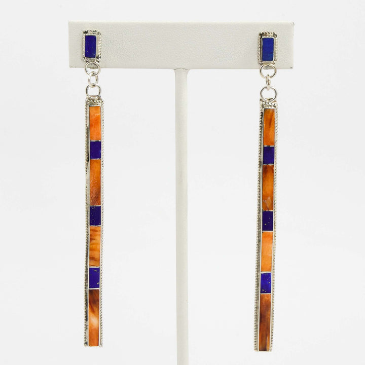 Lapis and Spiny Oyster Earrings