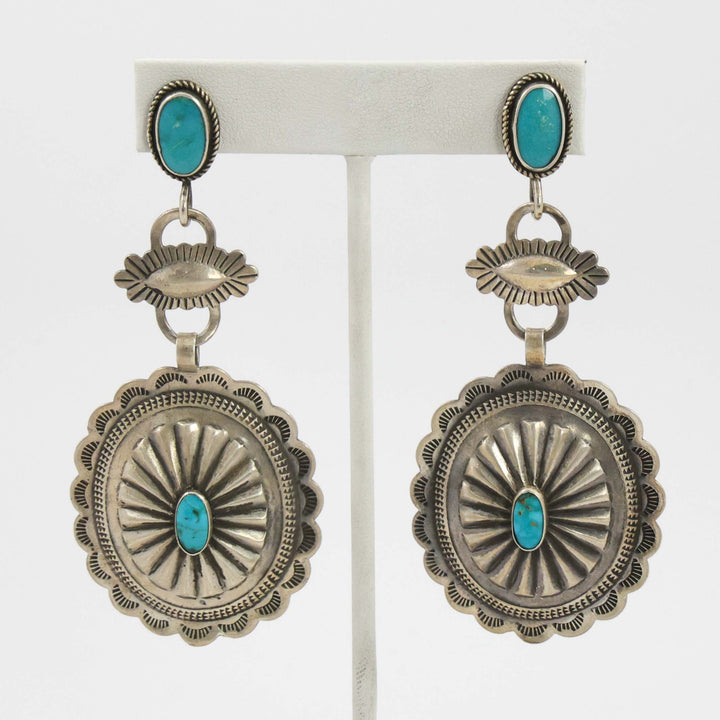 1970s Turquoise Concho Earrings
