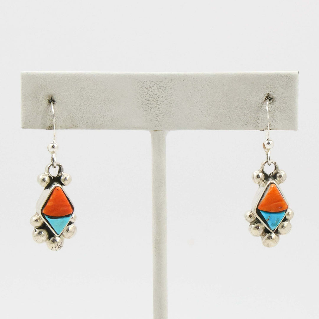 Turquoise and Spiny Oyster Earrings