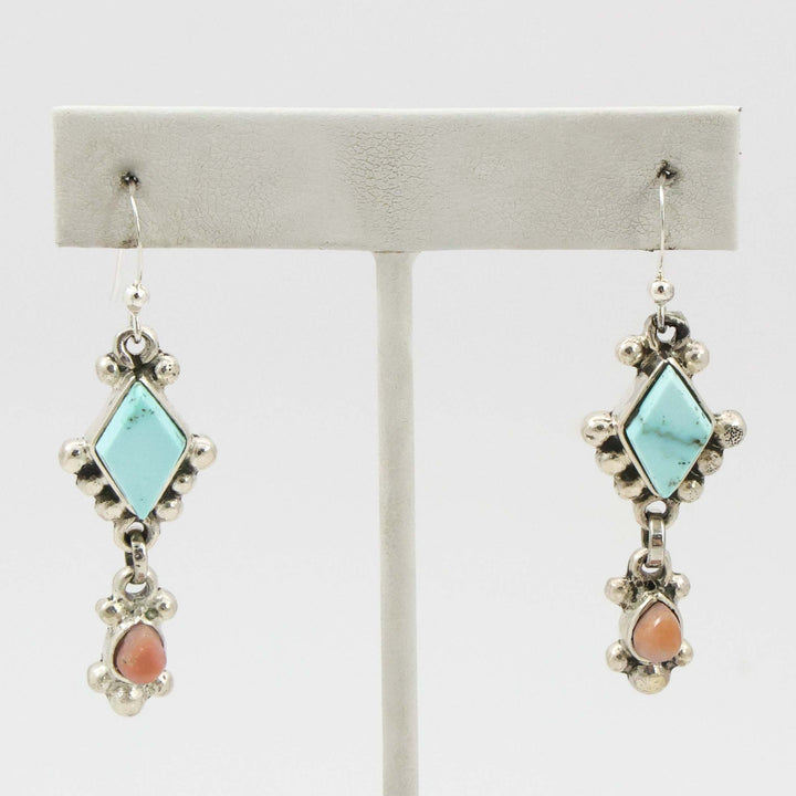 Turquoise and Rose Quartz Earrings