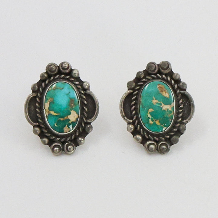1940s Blue Gem Turquoise Earrings