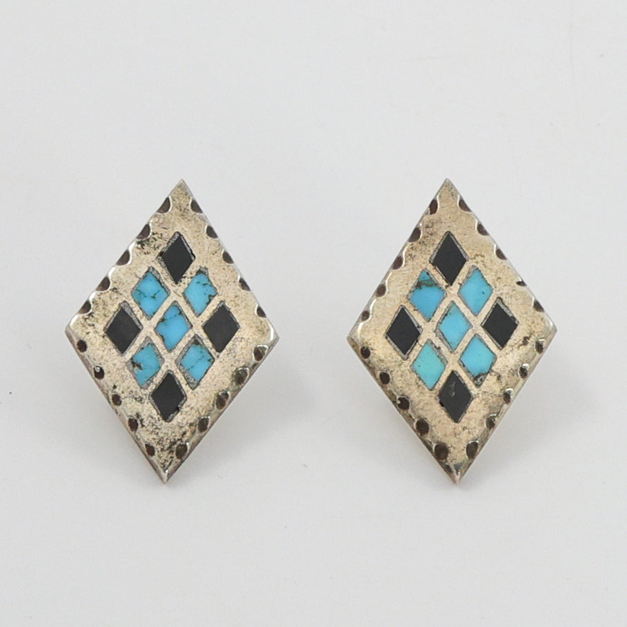 1950s Geometric Inlay Earrings