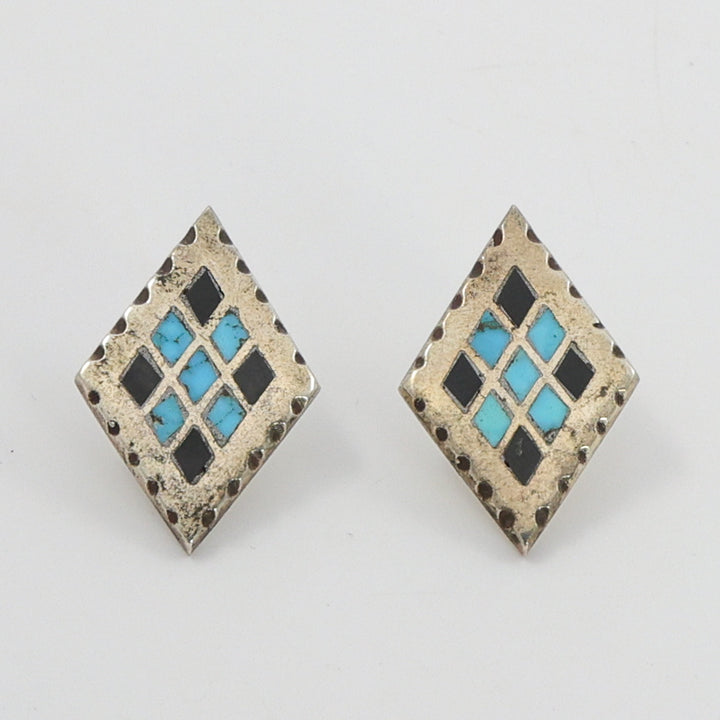 1950s Geometric Inlay Earrings