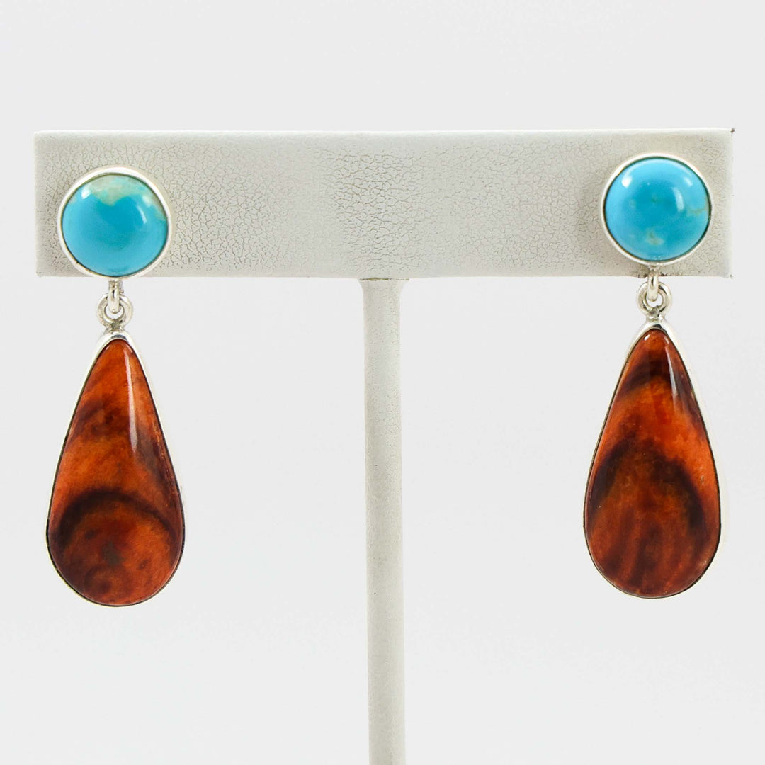 Turquoise and Spiny Oyster Earrings