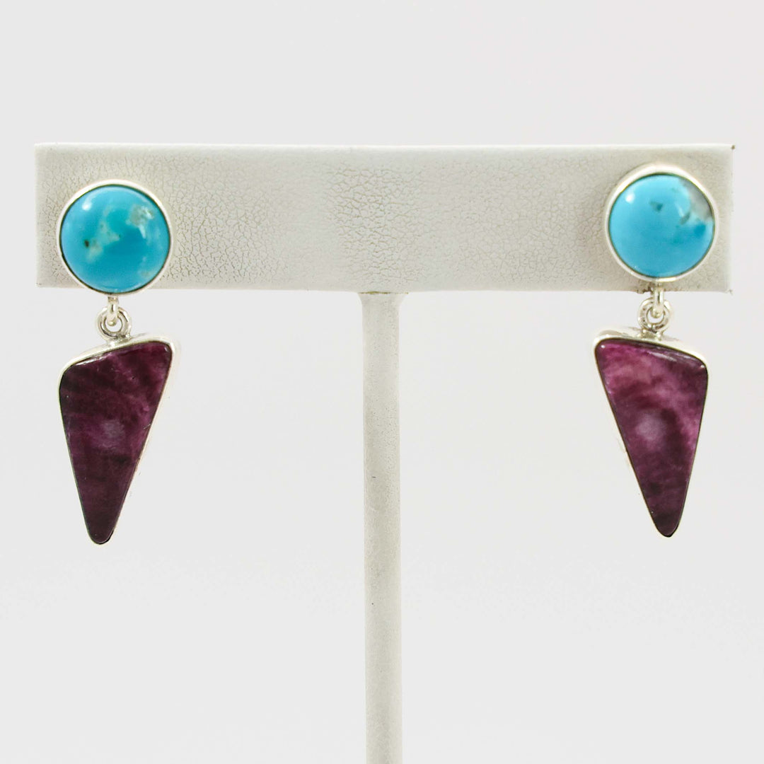 Turquoise and Spiny Oyster Earrings