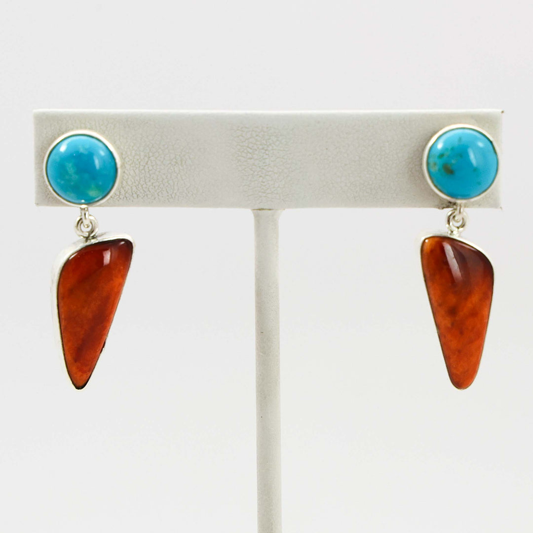 Turquoise and Spiny Oyster Earrings