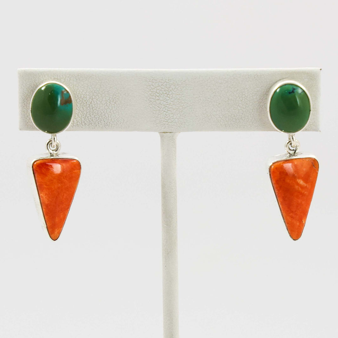 Turquoise and Spiny Oyster Earrings
