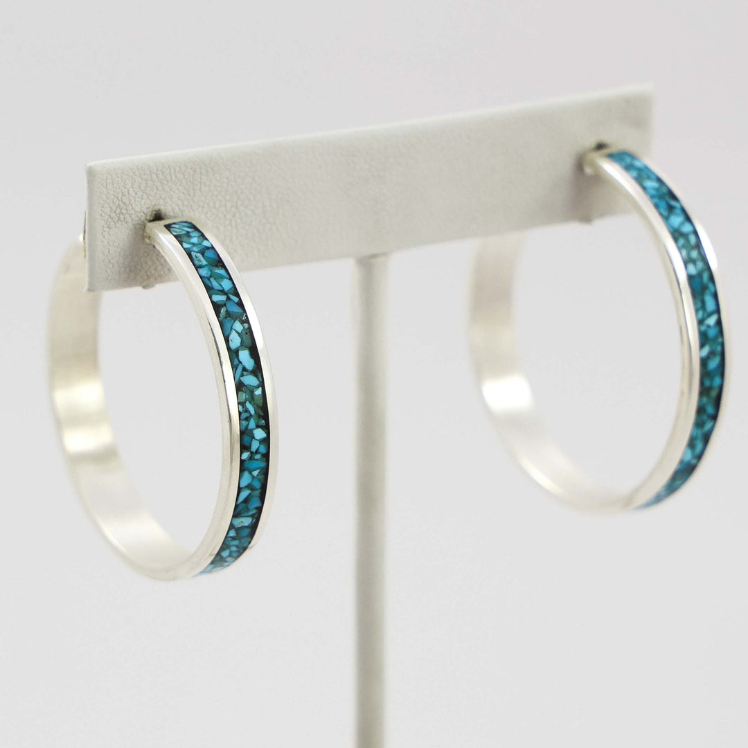 Turquoise Inlay Hoops