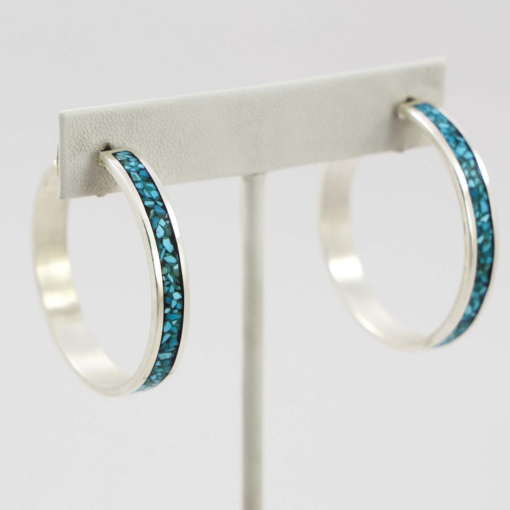 Turquoise Inlay Hoops