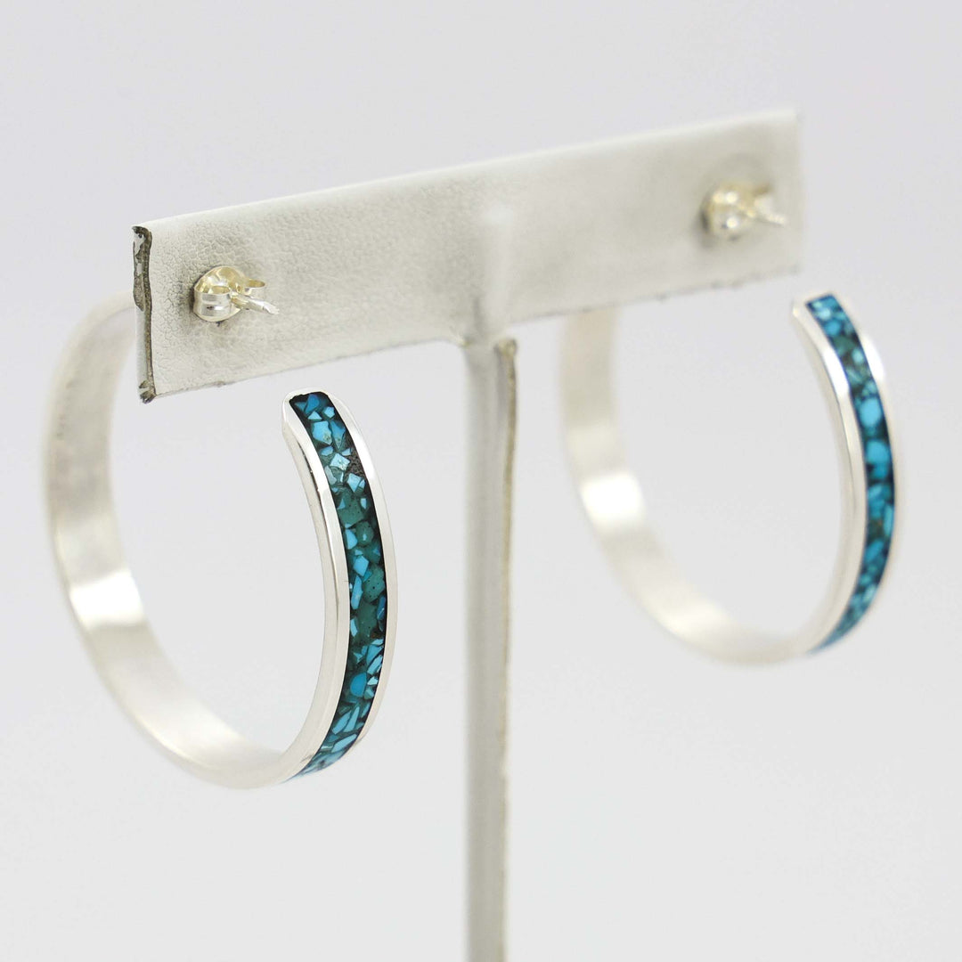 Turquoise Inlay Hoops