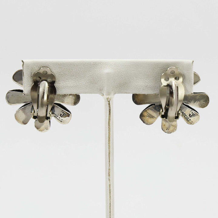 Pearl Flower Clip Earrings