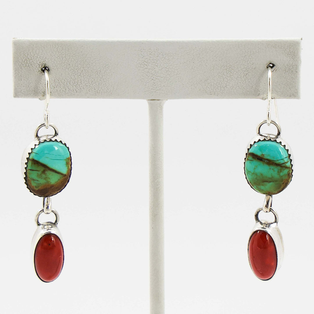 Turquoise and Coral Earrings