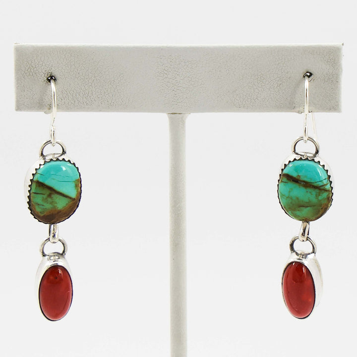 Turquoise and Coral Earrings