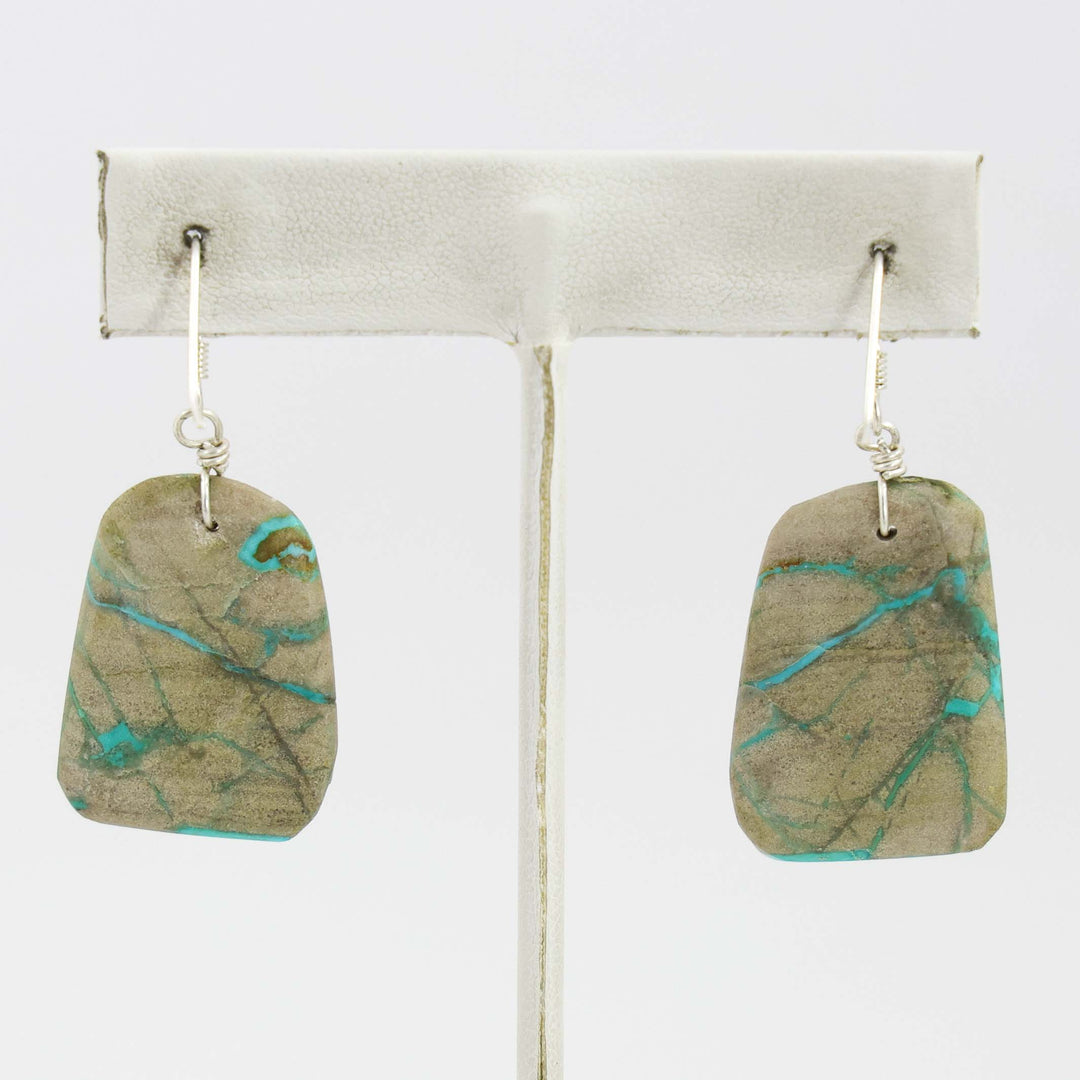 Broken Arrow Turquoise Slab Earrings