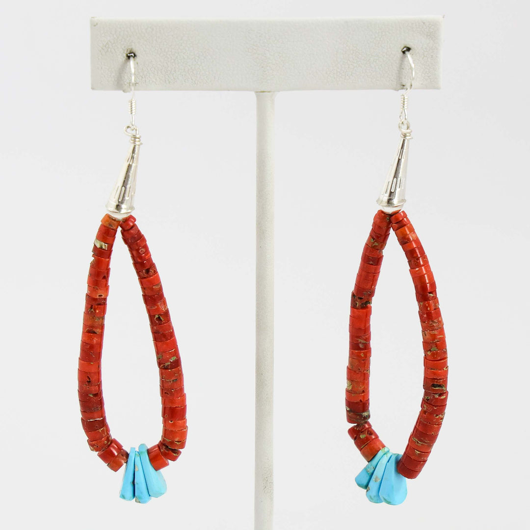 Coral and Turquoise Jacla Earrings